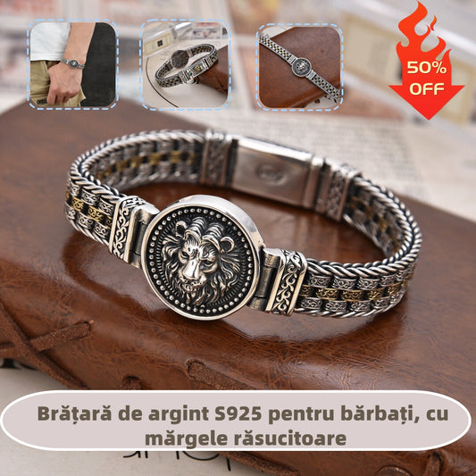 🔥 Brățară de argint S925 pentru bărbați, cu mărgele răsucitoare