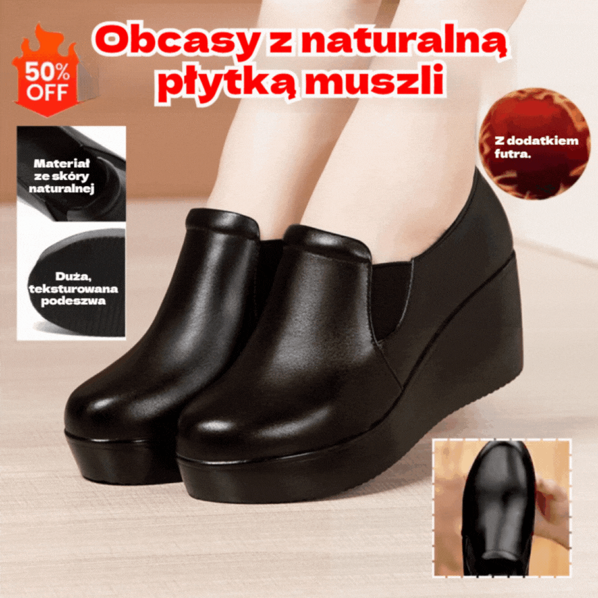 【35-40】💖🔥2025 nowe damskie buty na grubej podeszwie dla matek w średnim i starszym wieku, antypoślizgowe płaskie buty skórzane, wygodne i swobodne, wsuwane
