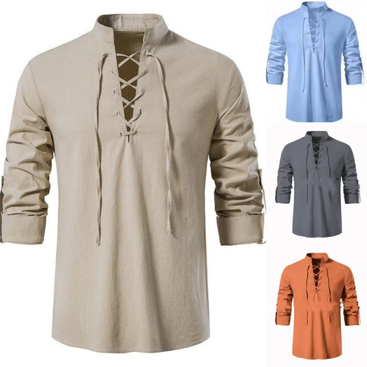 🔥【M-XXL】Lniano-Bawełniana Koszula Męska – Luźna, Oddychająca i Stylowa 2025