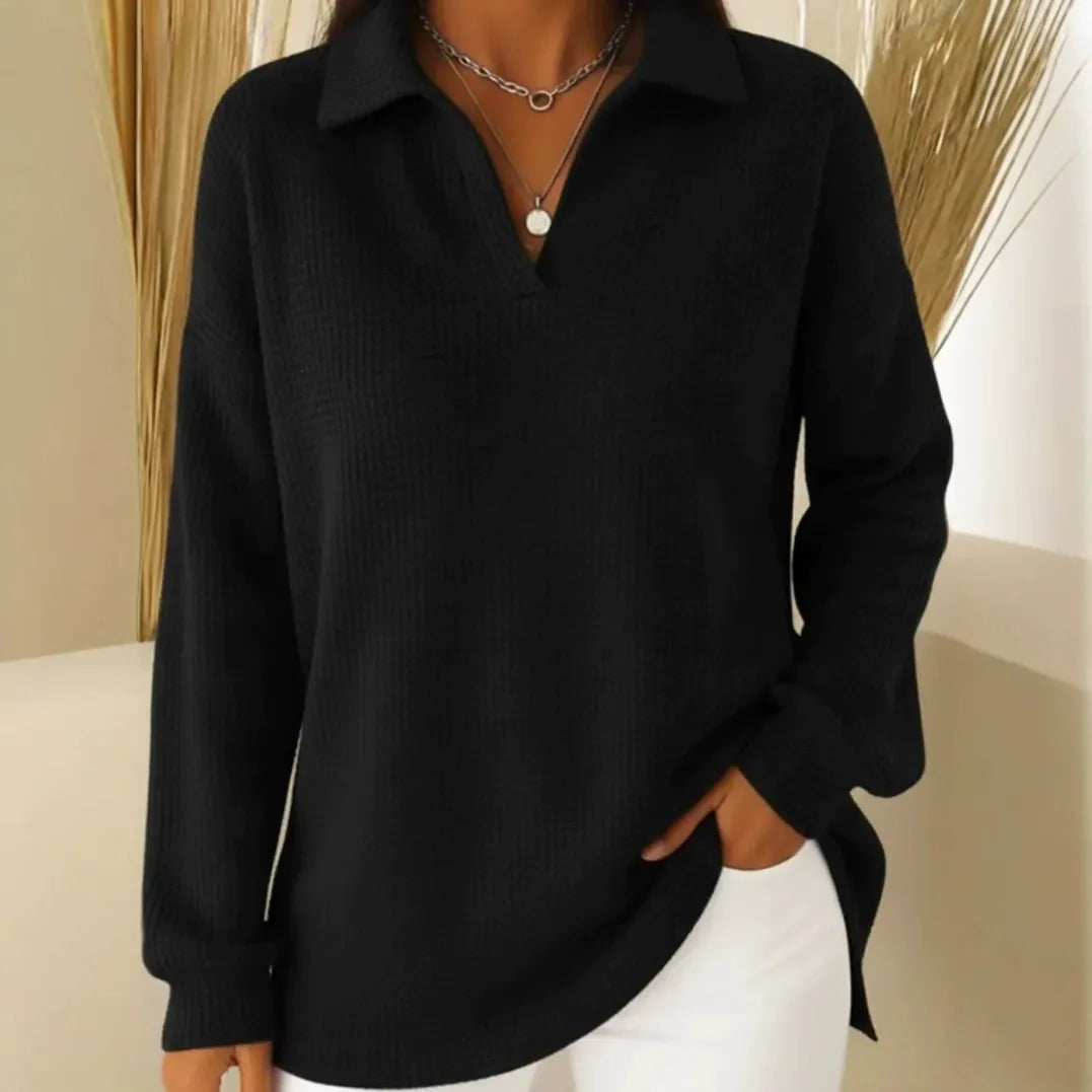 💥🥼 Novi elegantni jednobojni ležerni pulover s preklopnim ovratnikom, dugih rukava i zadebljanog materijala