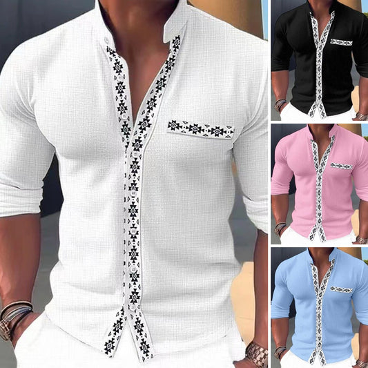 🔥2025 Nowa wiosna lato modny nadruk koszule z kołnierzykiem dla mężczyzn