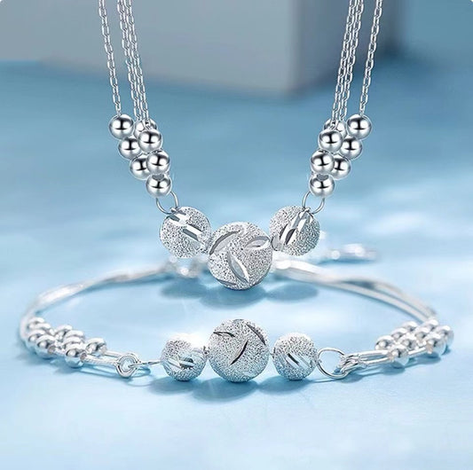 🔥【Colier + Brățară】✨Set de bijuterii colier cu transfer de argint gravat