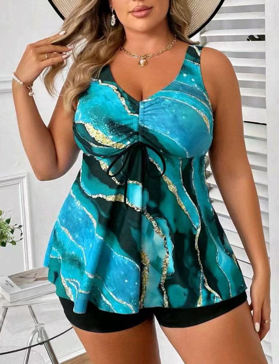 🏖️👙🌴【S-5XL】Costum de baie elegant, mărime mare, cu imprimeu