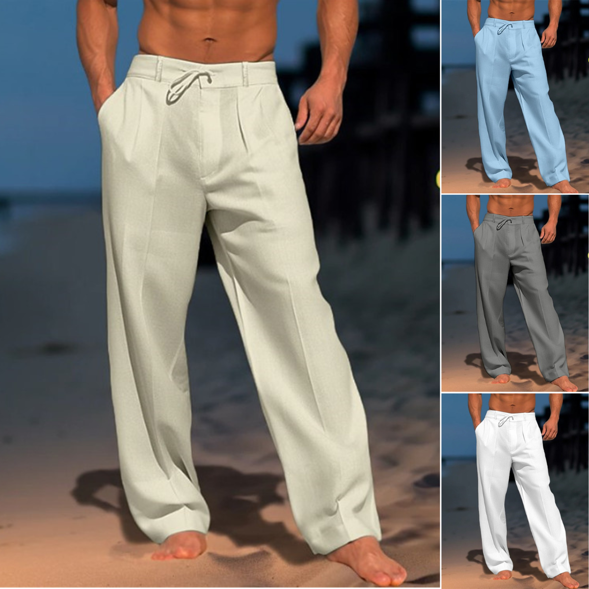 🏖️👖 【S–3XL】😍 Lniane luźne spodnie męskie w dużych rozmiarach, wygodne i przewiewne, idealne na co dzień i na wakacje
