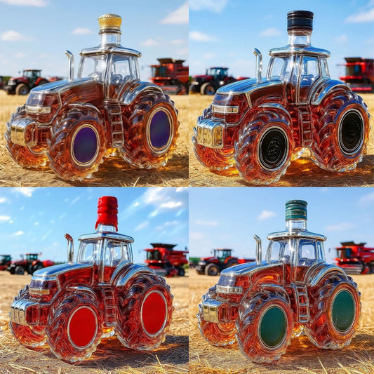 🔥🚜Sticlă de vin retro cu tractor agricol,🎁🎁Ornamente creative sigilate pentru sticle de whisky