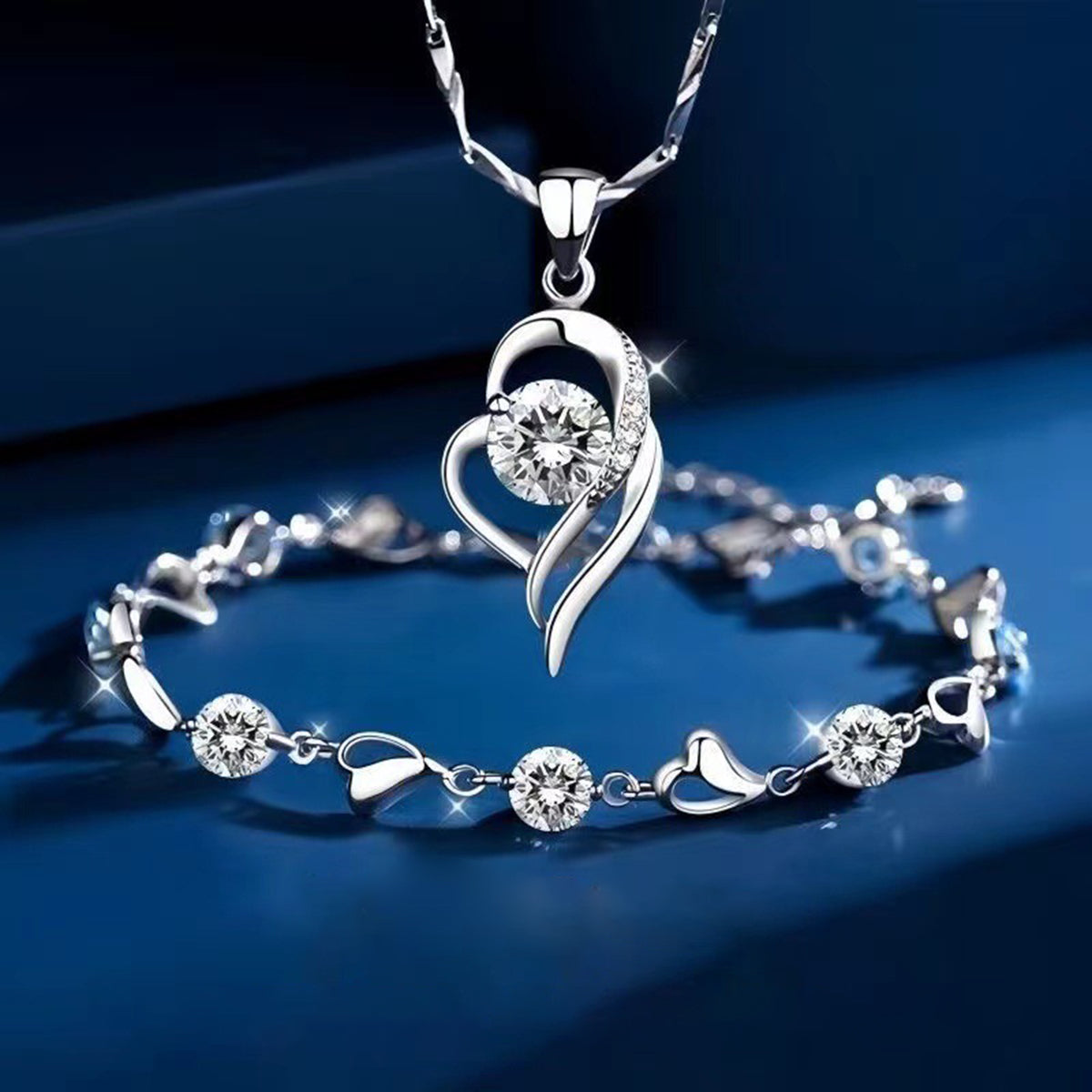 ✨💎💎【Zapestnica + ogrlica】Komplet zapestnice in ogrlice Srce oceana