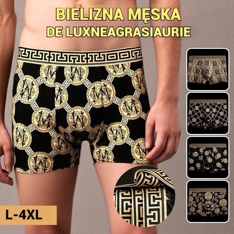 🚹✅💥【40-140 kg】Oddychająca bielizna z lodowego jedwabiu dla mężczyzn, wygodna bezszwowa bielizna, duży rozmiar, modny nadruk