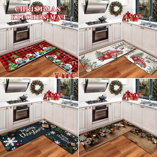 【40cm*60cm+40cm*120cm】Kuhinjski tepih s božićnom temom od hrpe kristala
