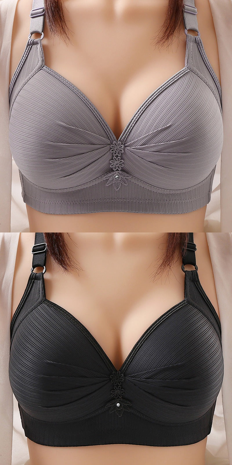 🔥【Cumpără 1 primești 1 gratis】🔥【40kg-120kg】🥰🥰🥰【M-6XL】Sutien confortabil pentru lenjerie de corp de mărime mare