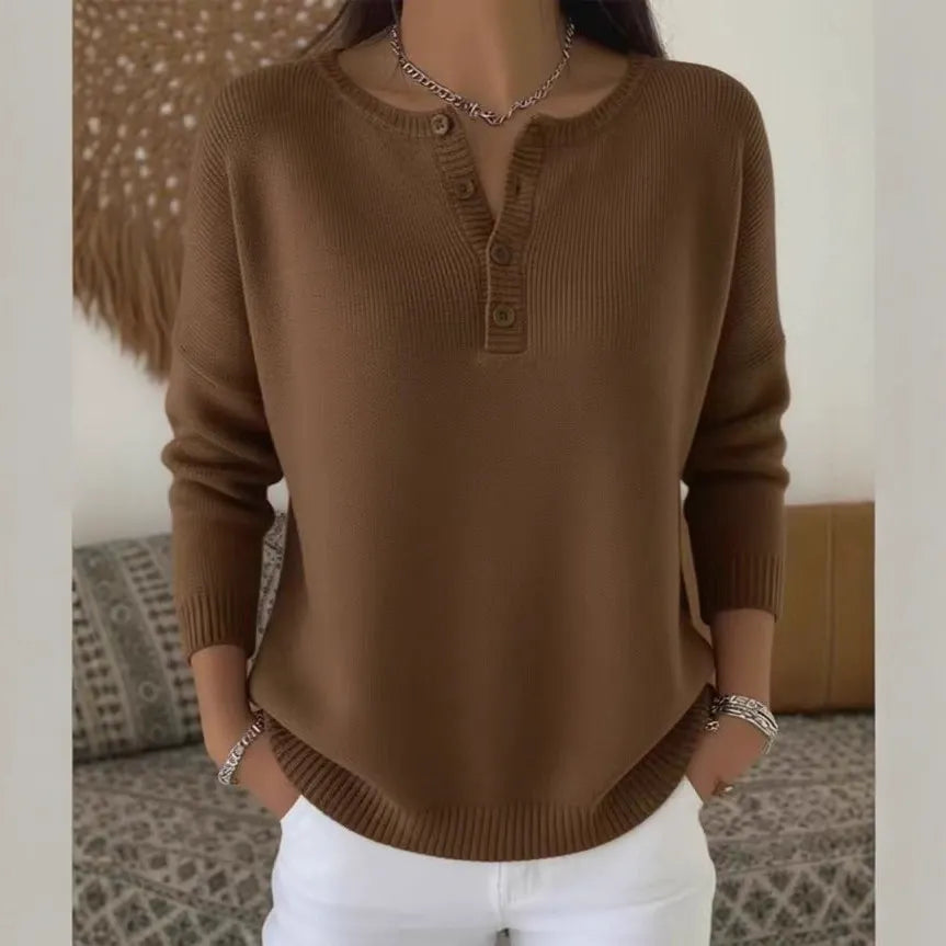 【S-2XL】Ženski jednobojni džemper s V-izrezom, širok i ležeran