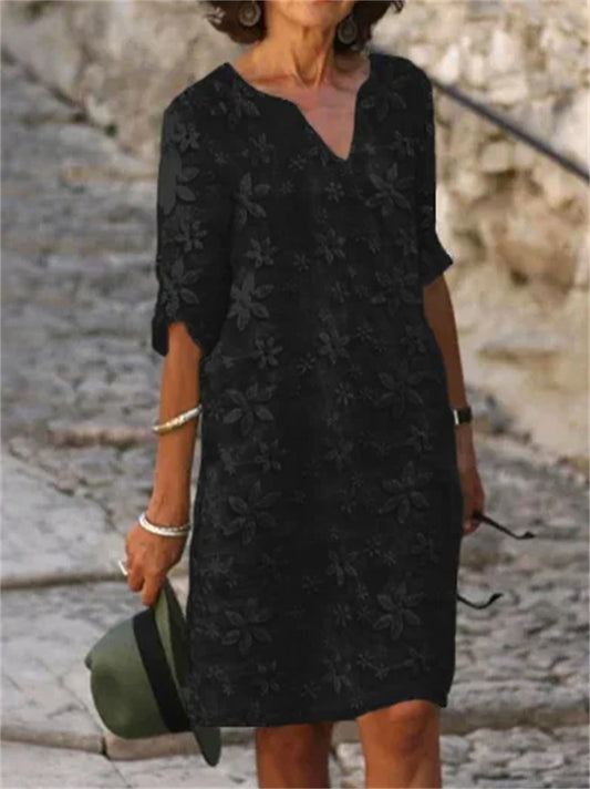 🌸👗【S-5XL】【🔥Reducere】Rochie 2025 din bumbac și in cu imprimeu floral – confortabilă și respirabilă