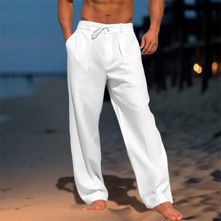 🏖️👖 【S–3XL】😍 Lniane luźne spodnie męskie w dużych rozmiarach, wygodne i przewiewne, idealne na co dzień i na wakacje