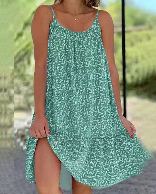 【S-5XL】Rochie cu bretele florale, lejera si confortabila 