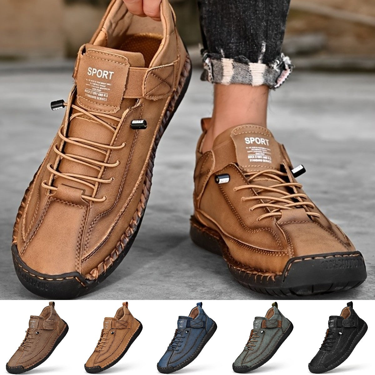 【38-48】Casual obuwie męskie na co dzień, robocze, outdoorowe, szyte buty