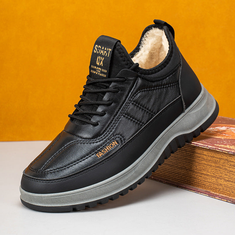 ⛄🔥【39-45】2025 Χειμερινά νέα ανδρικά casual αθλητικά παπούτσια Γνήσιο δέρμα αδιάβροχα φανελένια παπούτσια με μαλακή σόλα