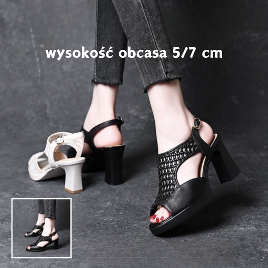 【35-40】👡2025 Nowe letnie sandały, płaski obcas, odkryte palce, gruba podeszwa i płaski obcas, rybi pysk (wysokość obcasa 5/7 cm)