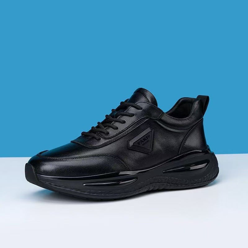 🔥Vruća rasprodaja🏆【39-44】Muške crne lagane ležerne tenisice od prave kože s debelim potplatom