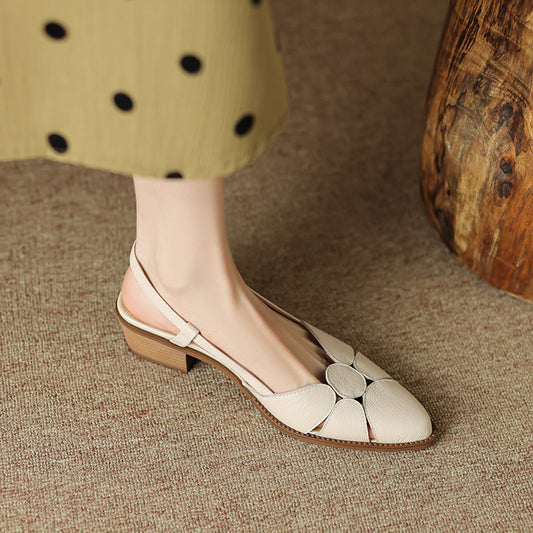 ✨🔥👡【Ograniczona ilość】2025 sandały damskie, spiczaste ręcznie robione ze skóry naturalnej antypoślizgowe miękkie modne i uniwersalne