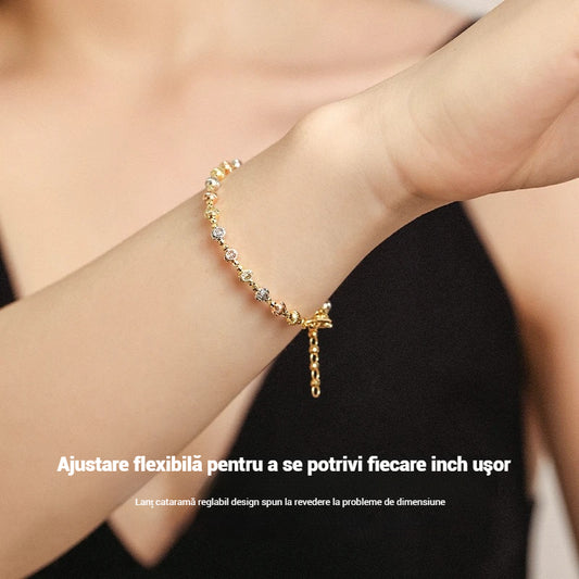 ✨Brățară ochi de pisică din aur roz