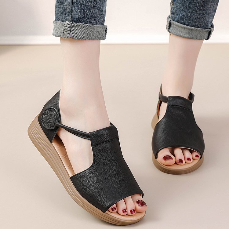 【35-40】Vara nou retro plat confortabil gura de peste sandale romane