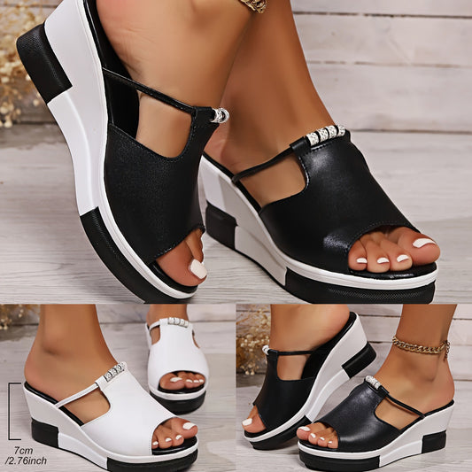 🔥👡【36-43】Sandale de damă din piele naturală, cu toc compensat, care îmbunătățesc înălțimea 