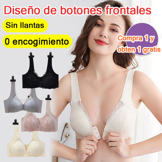 【2 bucată】Sutien din dantelă de mărime mare, fără cataramă frontală cu sârmă