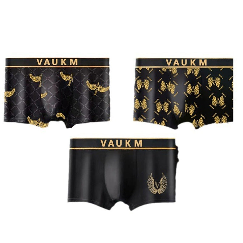 🚹✅💥Cumpărați 3 obțineți 3 gratuit🔥Lenjerie intimă respirabilă din mătase glacială pentru bărbați, lenjerie intimă confortabilă, fără cusături, mărime plus, imprimeu la modă