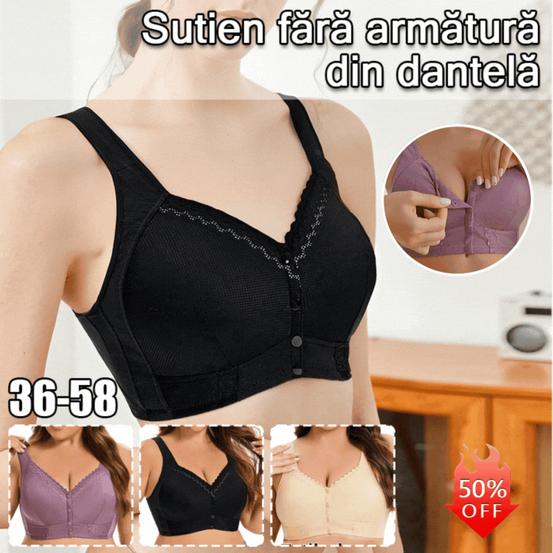 🎁（3 buc）💕🎁【45kg-155kg】Sutien supradimensionat, respirabil, din bumbac moale, cu nasturi frontali