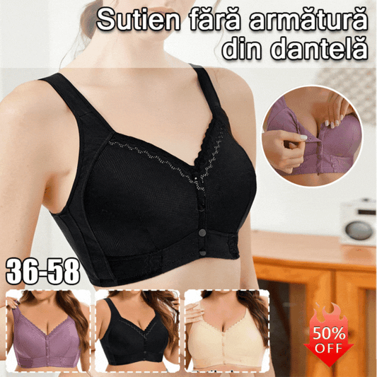 🎁（3 buc）💕🎁【45kg-155kg】Sutien supradimensionat, respirabil, din bumbac moale, cu nasturi frontali