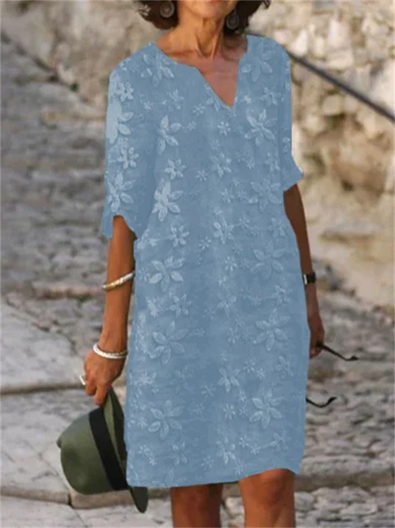 🌸👗【S-5XL】【🔥Reducere】Rochie 2025 din bumbac și in cu imprimeu floral – confortabilă și respirabilă