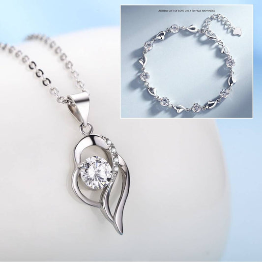 ✨💎💎Serce oceanu 925 srebro bransoletka + naszyjnik zestaw