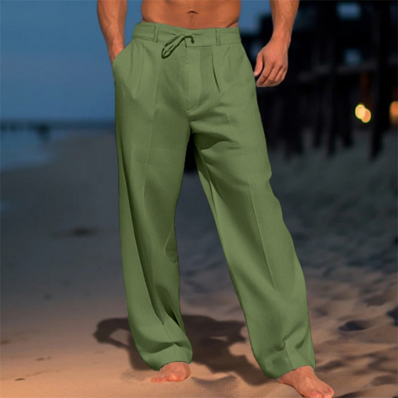 🏖️👖 【S–3XL】😍 Lniane luźne spodnie męskie w dużych rozmiarach, wygodne i przewiewne, idealne na co dzień i na wakacje
