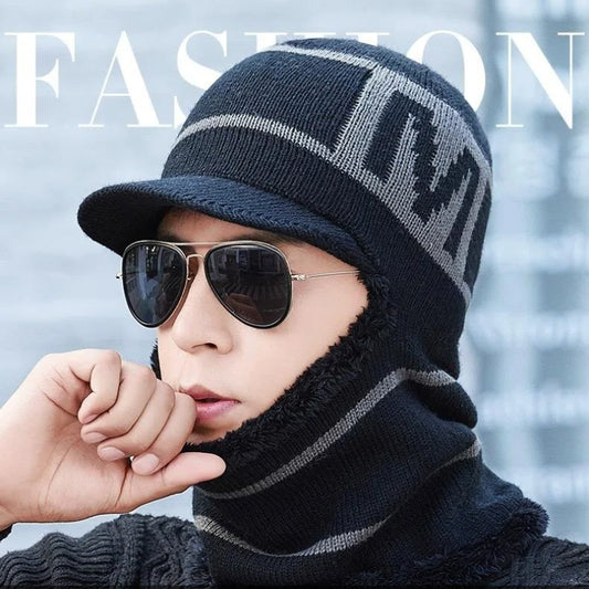 🔥⛄Jednoczęściowa czapka z grubej wełny z podszewką z polaru, wiatroszczelna i chroniąca przed zimnem