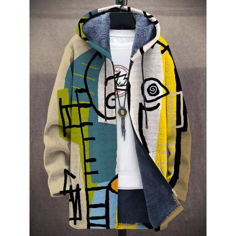 【S-4XL】Moška topla jesensko-zimska jakna iz debele volne in žameta za večje velikosti