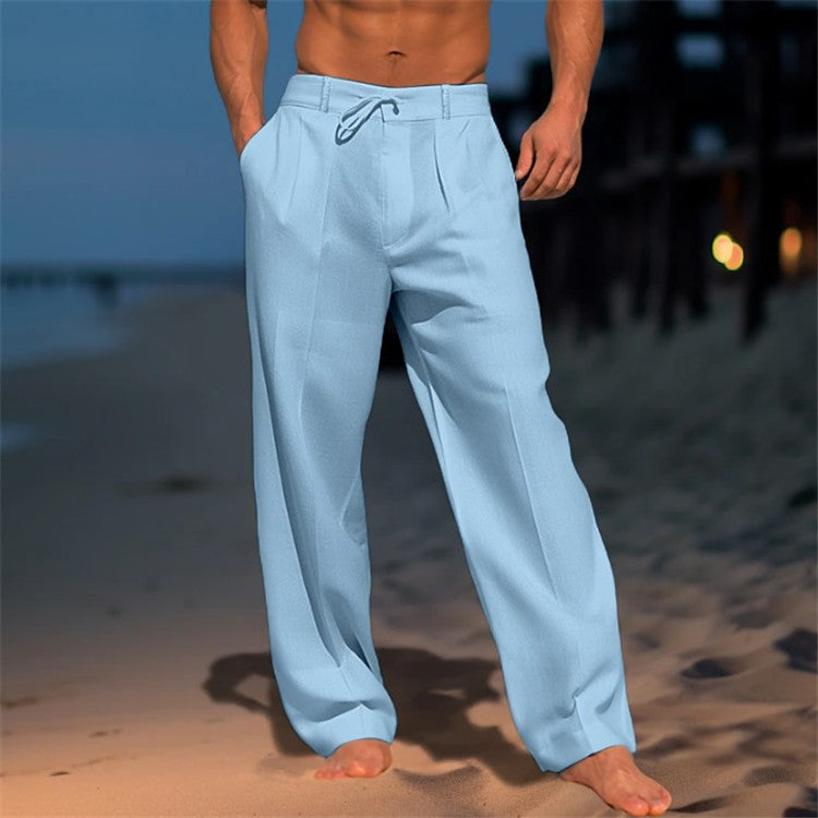 🏖️👖 【S–3XL】😍 Lniane luźne spodnie męskie w dużych rozmiarach, wygodne i przewiewne, idealne na co dzień i na wakacje