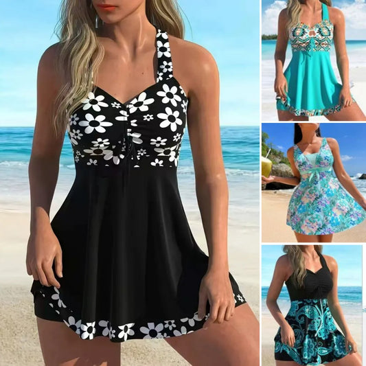 🏖️👙🌴【S-6XL】Costum de baie elegant, mărime mare, cu imprimeu