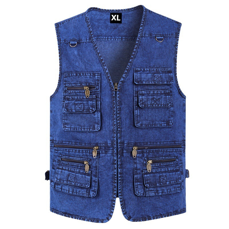 🔥【Nowa kolekcja -50%】Męska dżinsowa kamizelka z wieloma kieszeniami 【XL–7XL】 – Wytrzymała, przewiewna i wygodna
