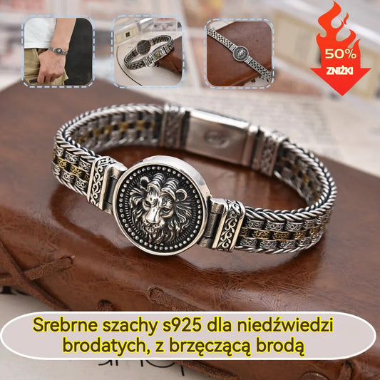 🔥Męska bransoletka z koralików skręconych ze srebra próby 925