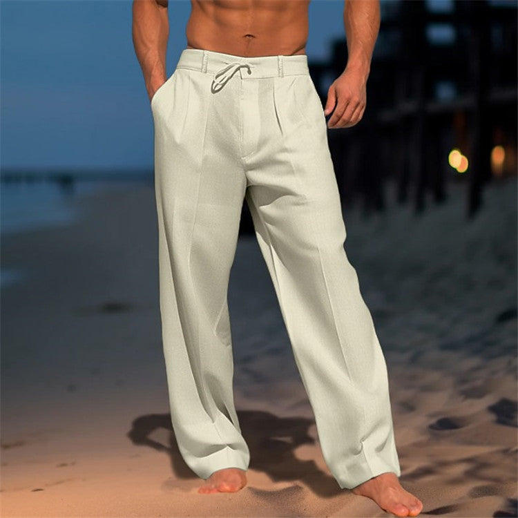 🏖️👖 【S–3XL】😍 Lniane luźne spodnie męskie w dużych rozmiarach, wygodne i przewiewne, idealne na co dzień i na wakacje