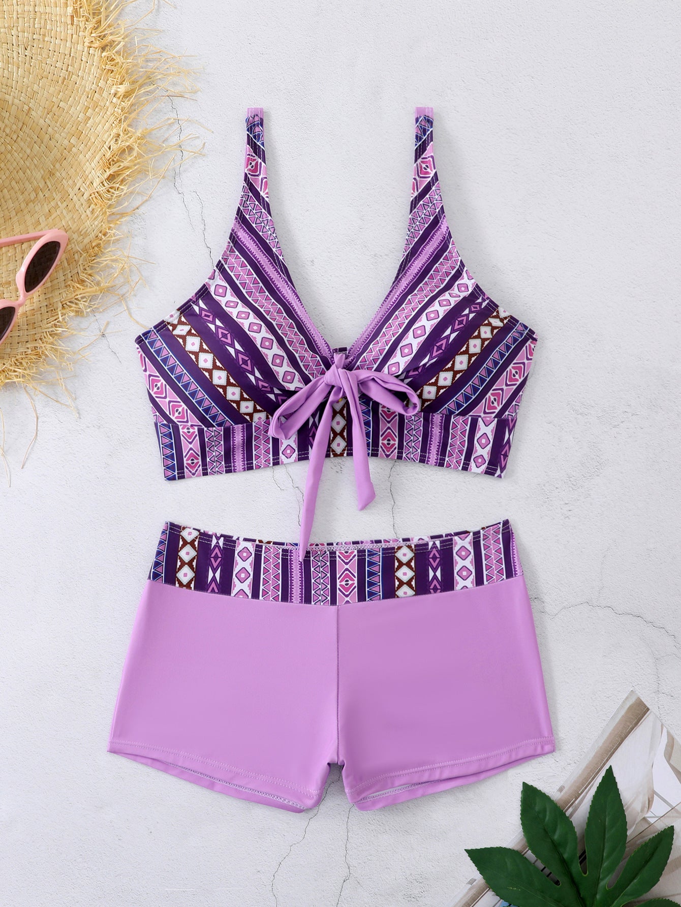 🏊‍👙🌴 Costum de baie elegant, mărime mare, cu imprimeu