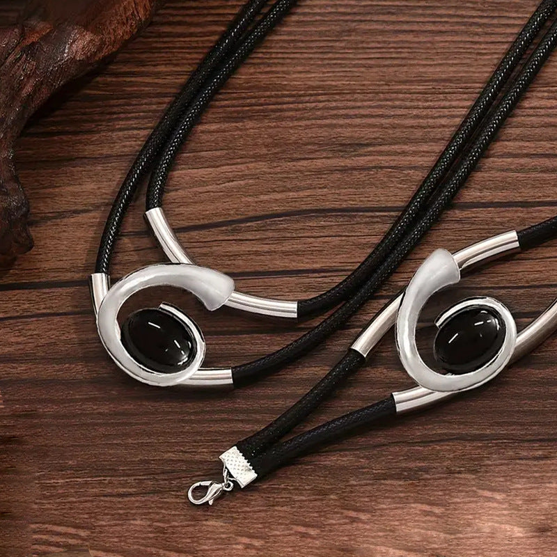 ✨🔥【Compra uno y llévate otro gratis】Conjunto de collar y pulsera de piedras preciosas de estilo bohemio