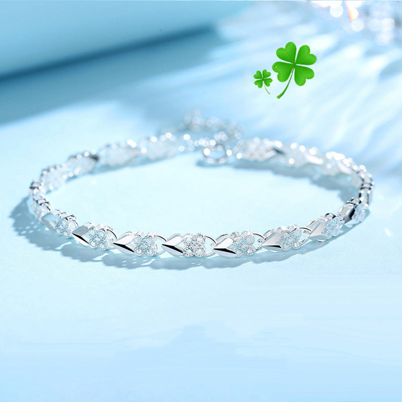 😀👉【Kupite 1, dobite 1 gratis】💖🍀Nov modni obesek iz srebra 925 (s štiriperesno deteljico) za ženske