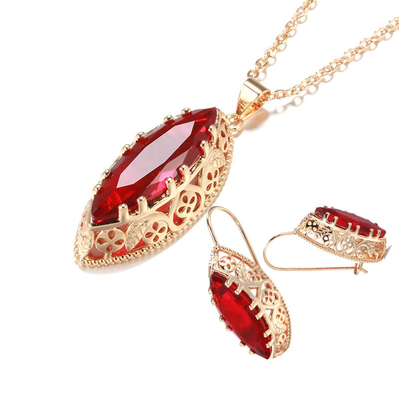 💎【Cumpărați 1 obțineți 1】Set de colier și cercei cu pietre prețioase, cu inimă deschisă, în formă de trifoi cu patru foi, la modă