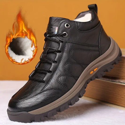 👞【39-44】Nowe modele na rok 2025, Zimowe, grube, ciepłe buty skórzane z grubą podeszwą dla mężczyzn