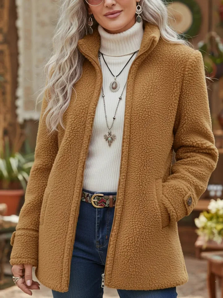 🛒【S-3XL】Kurtka damska z wełny jagnięcej na co dzień z zamkiem błyskawicznym