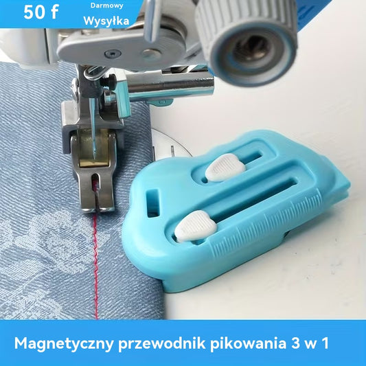 Magnetyczna linijka do szycia 3 w 1 z rozpruwaczem szwów i nawlekaczem | Silna magnetyczna kontrola krawędzi, oznaczenia na linijce (można używać zarówno w domowych, jak i przemysłowych maszynach do szycia)