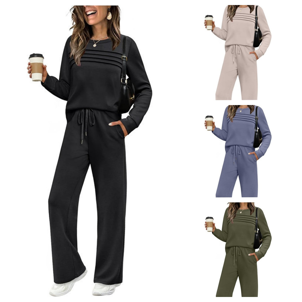 【🥇Odlična ponuda】🔥【S-3XL】Žensko modno ležerno sportsko odijelo, majica dugih rukava od visokokvalitetnog čistog pamuka + hlače