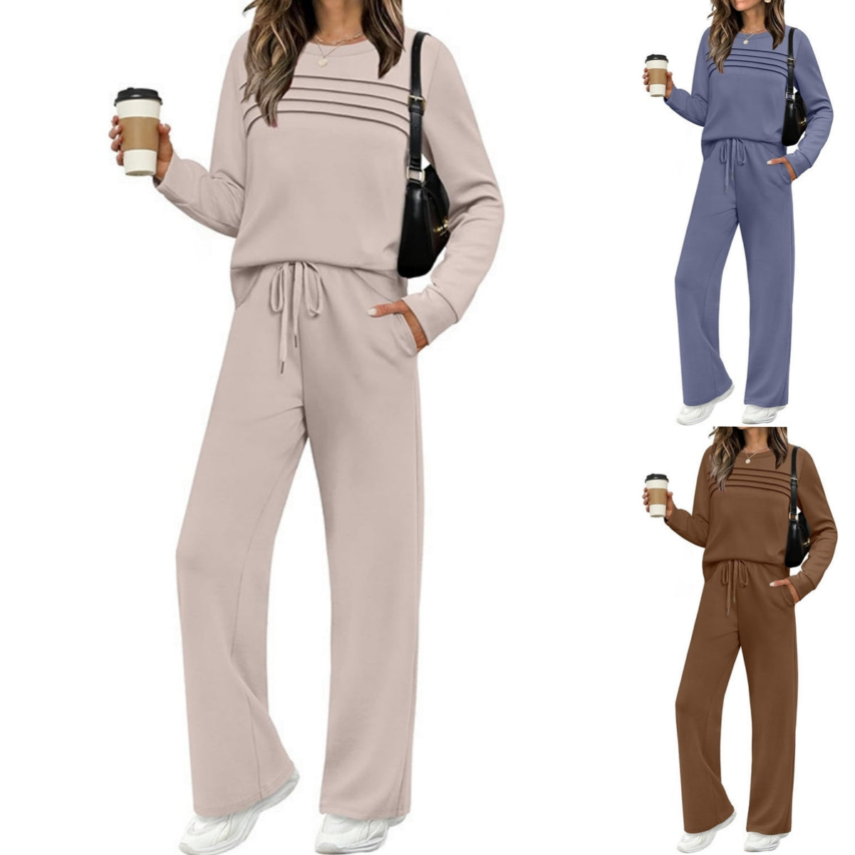 【🥇 Super ponudba - 50 % popust】🔥 【40–100 kg】 Ženski športno-ležerni komplet: pulover z okroglim izrezom + hlače