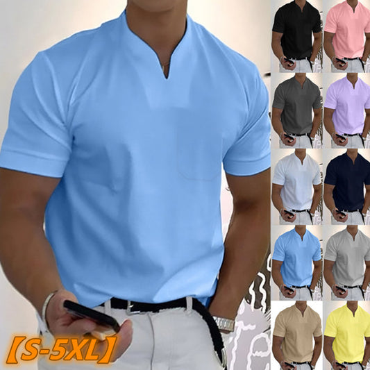 【S-5XL】Tricou bărbătesc din bumbac elastic, cu mânecă scurtă, de vară 2025
