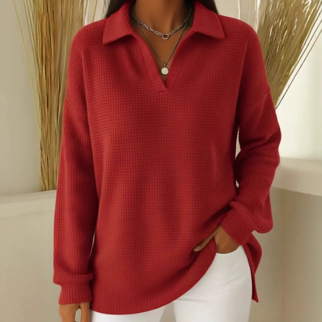 💥🥼 Novi elegantni jednobojni ležerni pulover s preklopnim ovratnikom, dugih rukava i zadebljanog materijala